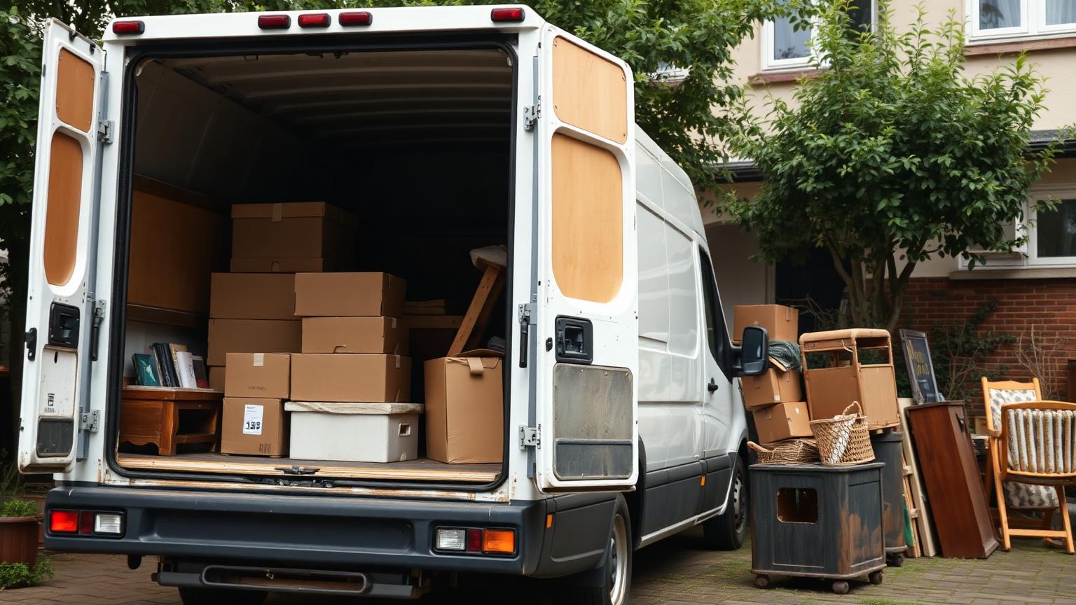 Transporter und Kisten bei einer Entrümpelung, Entrümpelung und Haushaltsauflösung Stuttgart